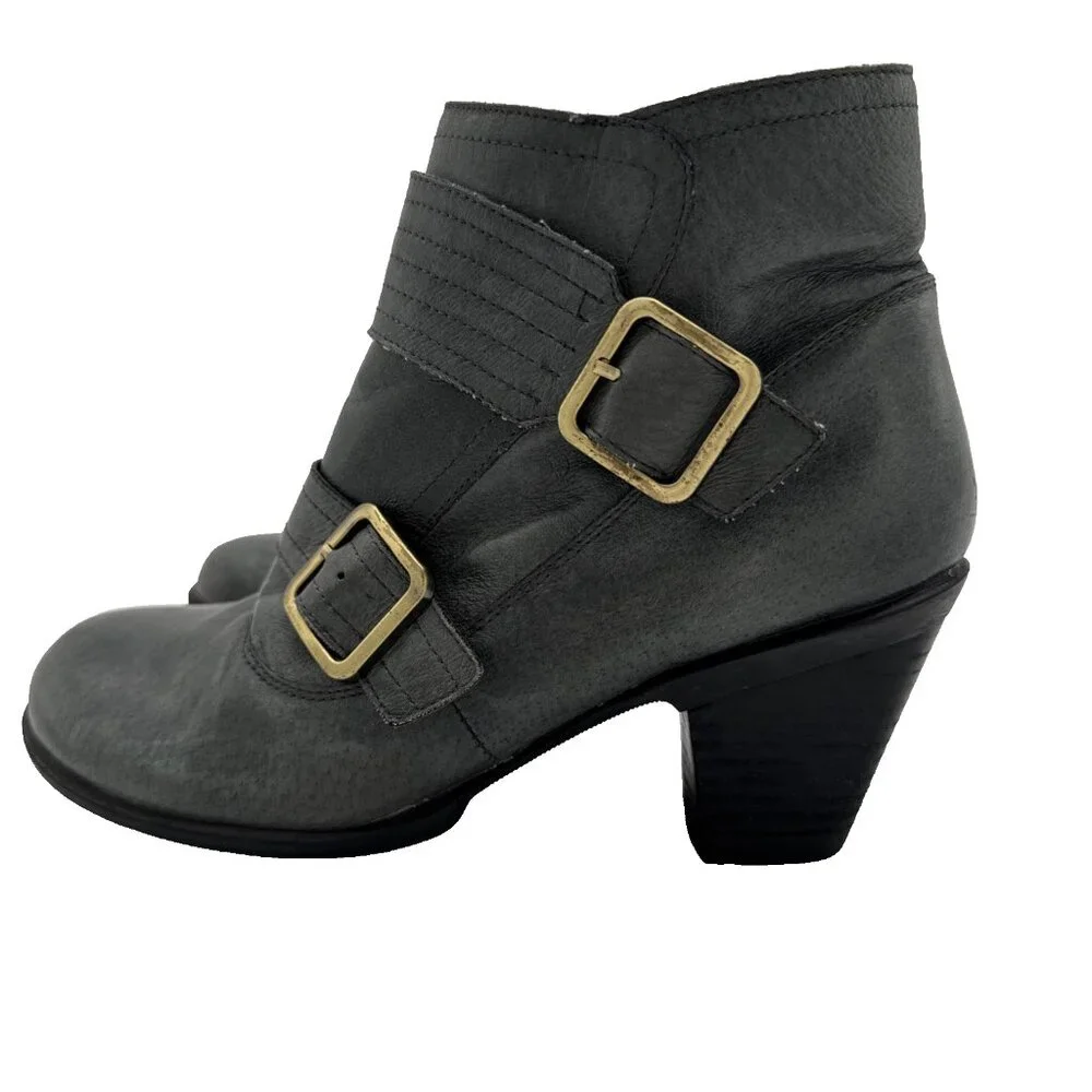 MIZ MOOZ Size 8 Gray Women Evan Leather Zippered Ankle Boots Booties - Picture 3 of 15